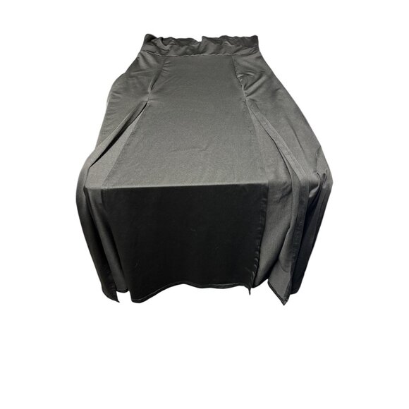 Black Halter Midi Dress With Adjustable Tie Back & Deep V-Neckline 95% Polyester - Picture 9 of 10